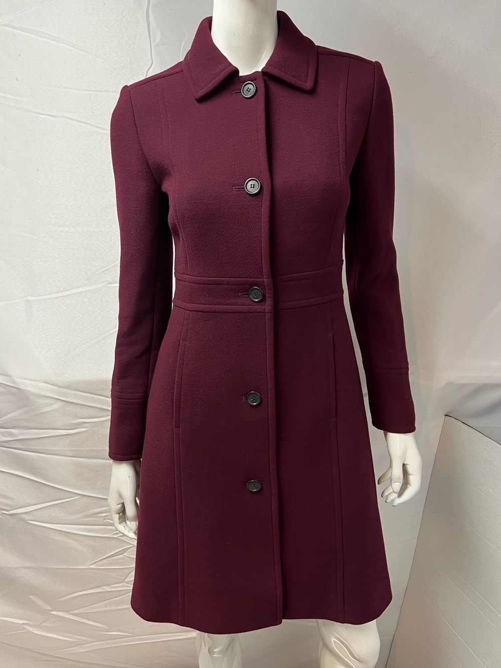 J.Crew Women’s Size 2 Deep Plum Wool Lady Day Pea Coat - Picture 3 of 11